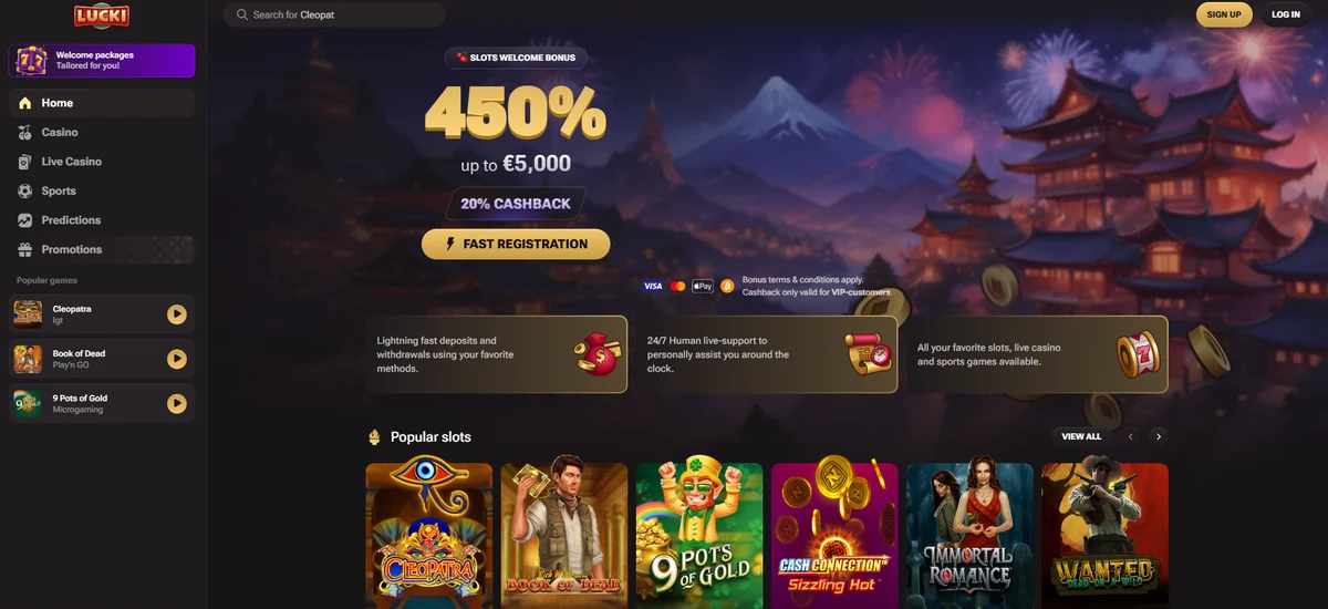 Lucki.casino casino kezdőképernyő
